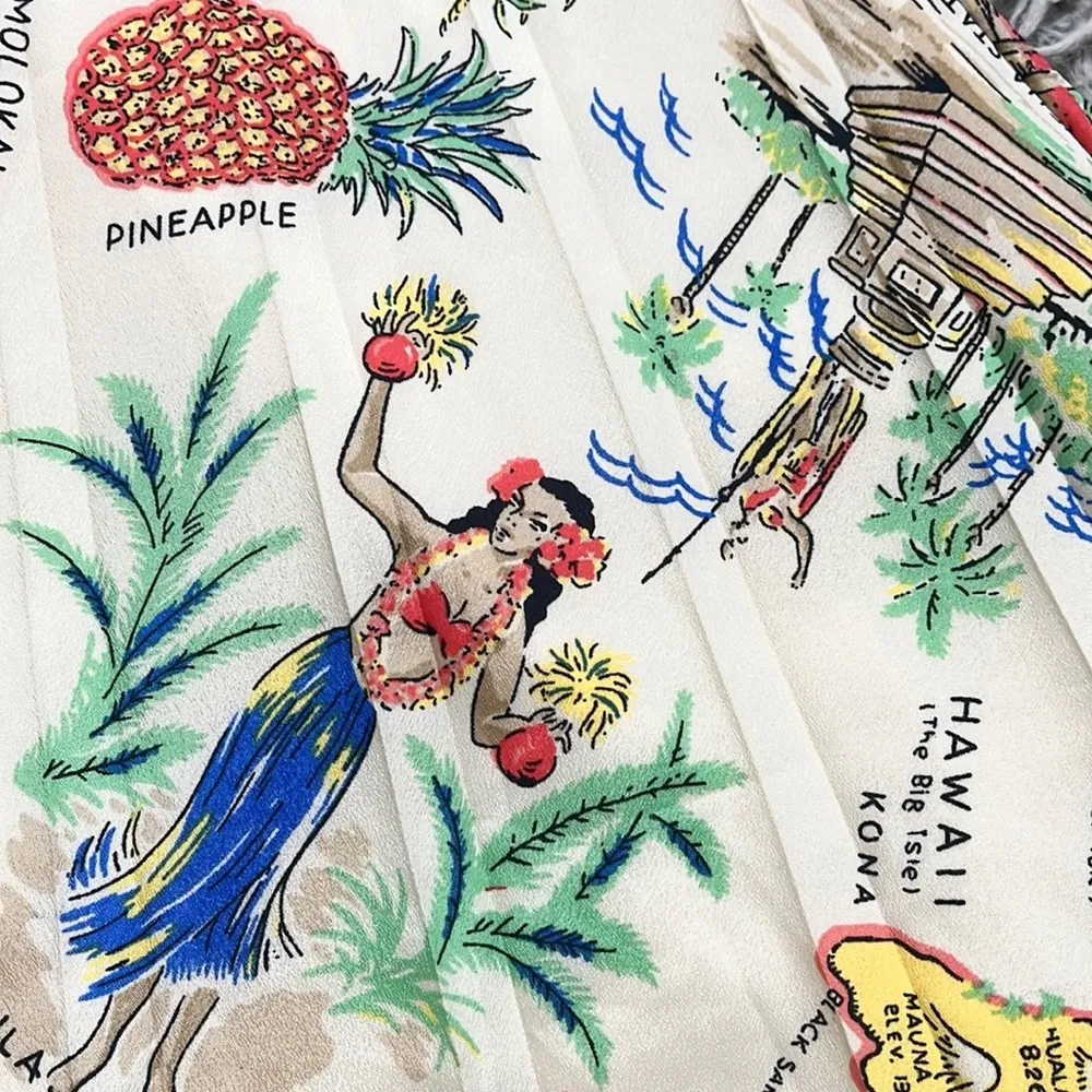 J Crew Skirt Hawaiian Theme Hawaii Tropical Pleated 0 - Image 3