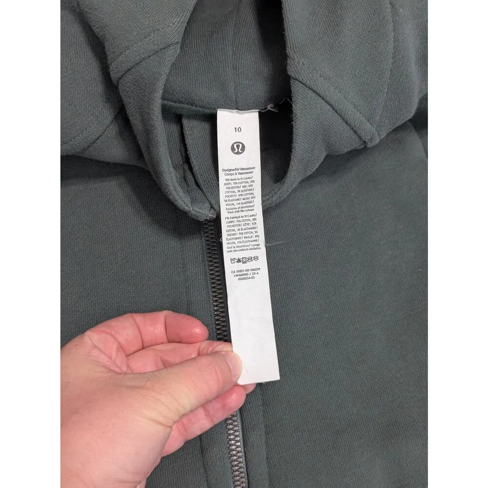 Lululemon Scuba Full-Zip Hoodie Dark Forest Olive Green Womens 10 Jacket Workout - Image 5