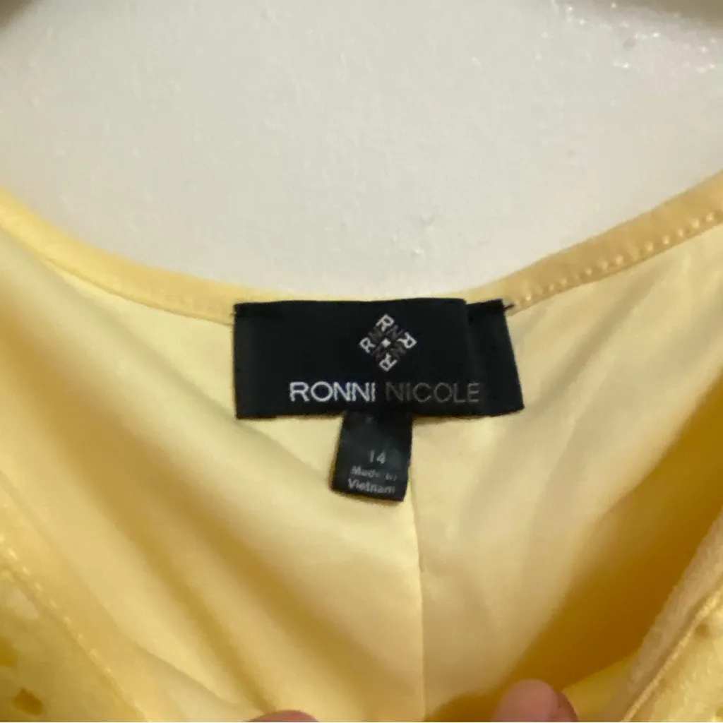 Ronni Nicole Womens Eyelet Midi Tank Dress Size 14 Bust 40” Butter Yellow Spring - Image 4