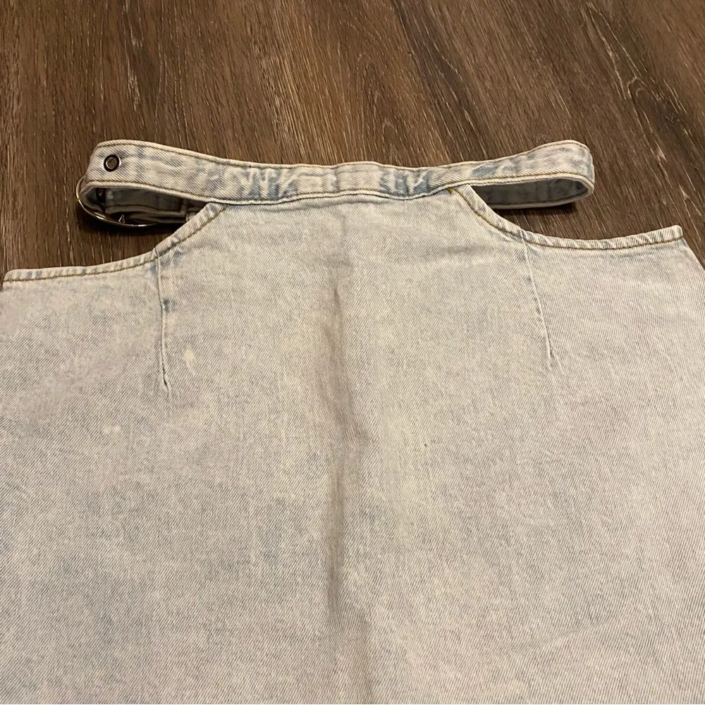 WEWOREWHAT Light Wash Cut Out Mini Denim Skirt Size XS - Image 3