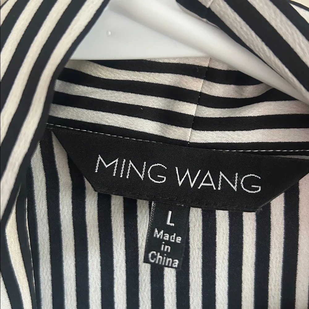 Ming Wang Sleeveless Striped Button Down Black White Blouse Size Large - Image 12
