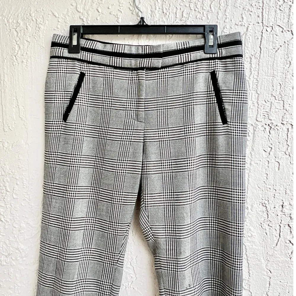 Veronica Beard Plaid High Waisted Straight Leg Trouser Pants Gray Women's US 6 - Image 2