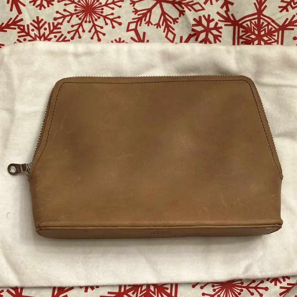 Soy Nica Light Brown Genuine Leather Zip Pouch Tan - Image 6