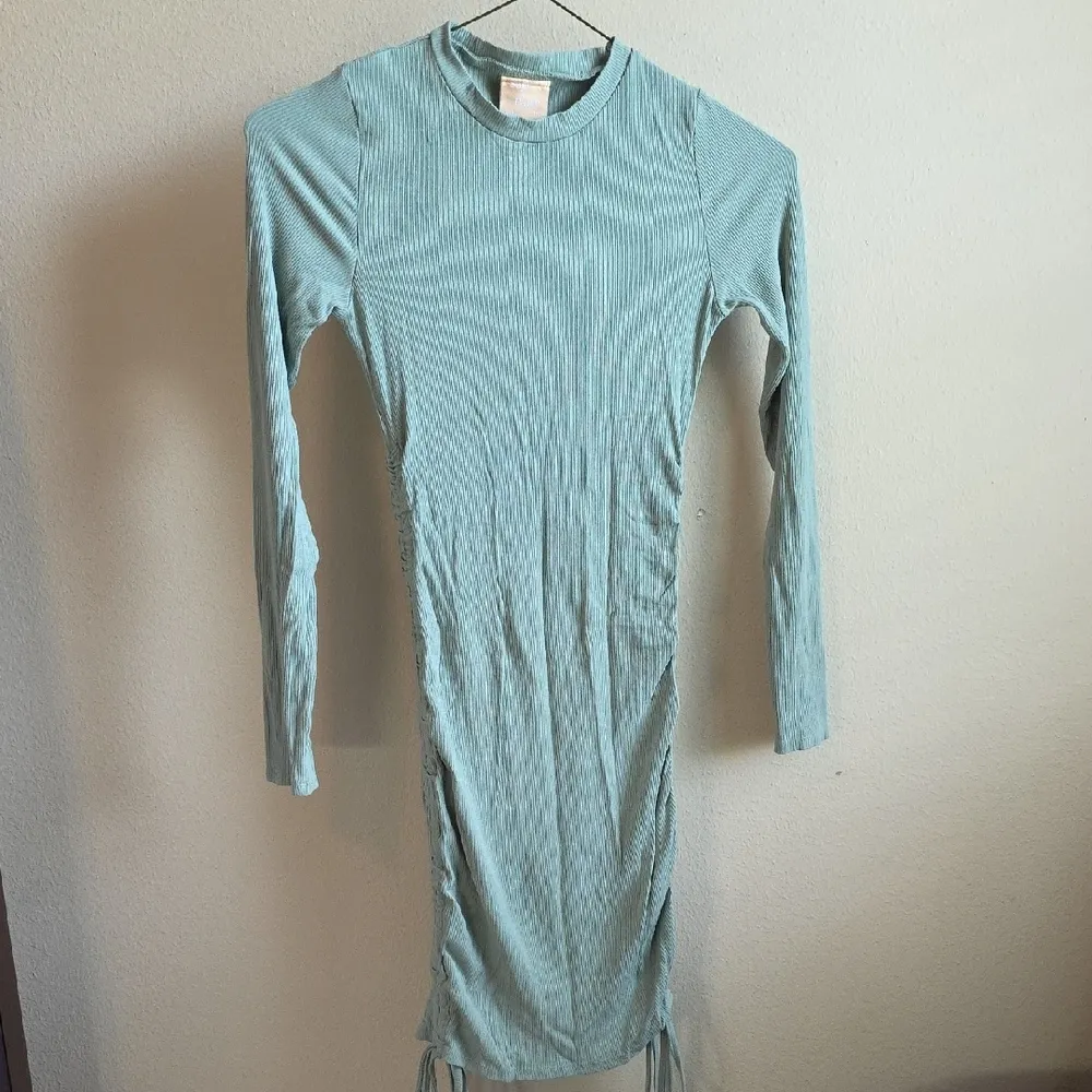 Sage And Paige Bodycon Dress Ruched Ribbed Long Sleeves Green Large - Image 7