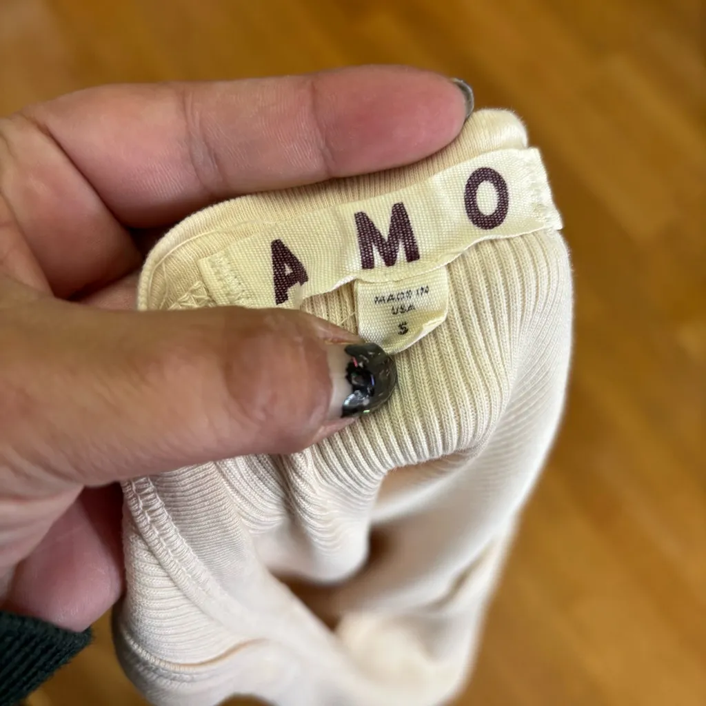 AMO Neutral Ribbed Tank Preppy Boho Quiet Luxury Coastal Western Festival Top S White - Image 7