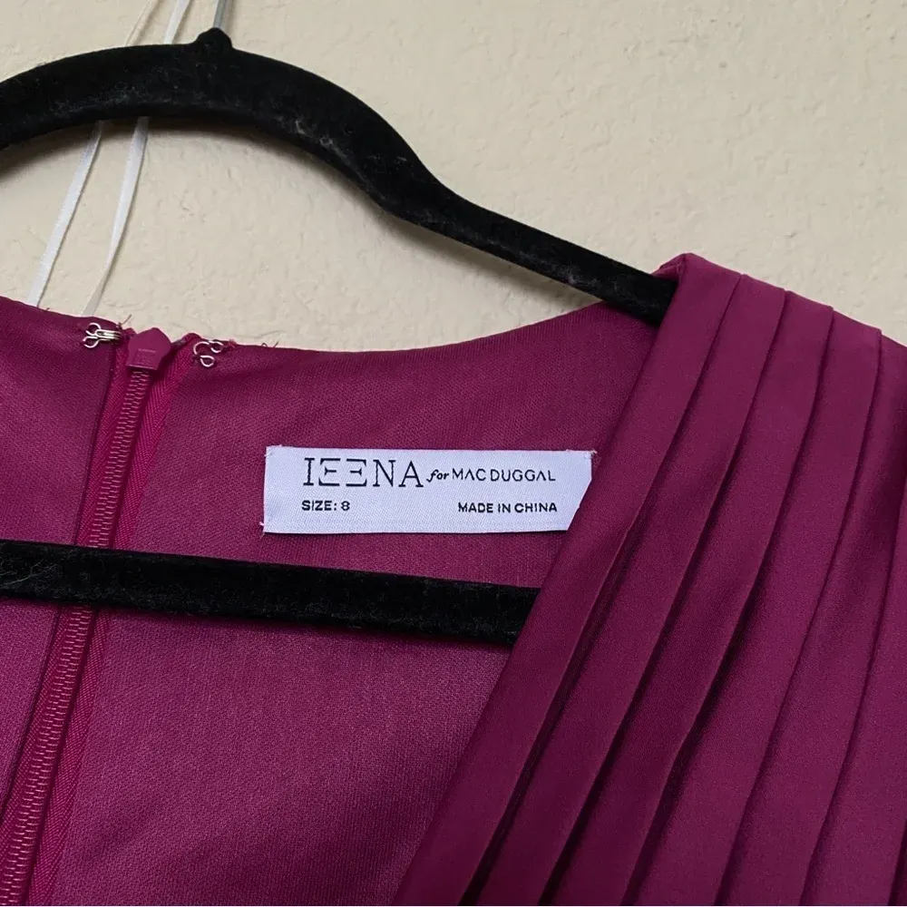 Mac Duggal Pleated Plunge Neck Belted Satin Gown size 8 $458‎ - Image 13