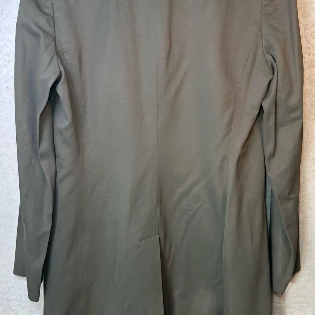 Ann Taylor LOFT Women's Lightweight Mid Trench Blazer Jacket Olive Green Size 6 - Image 5