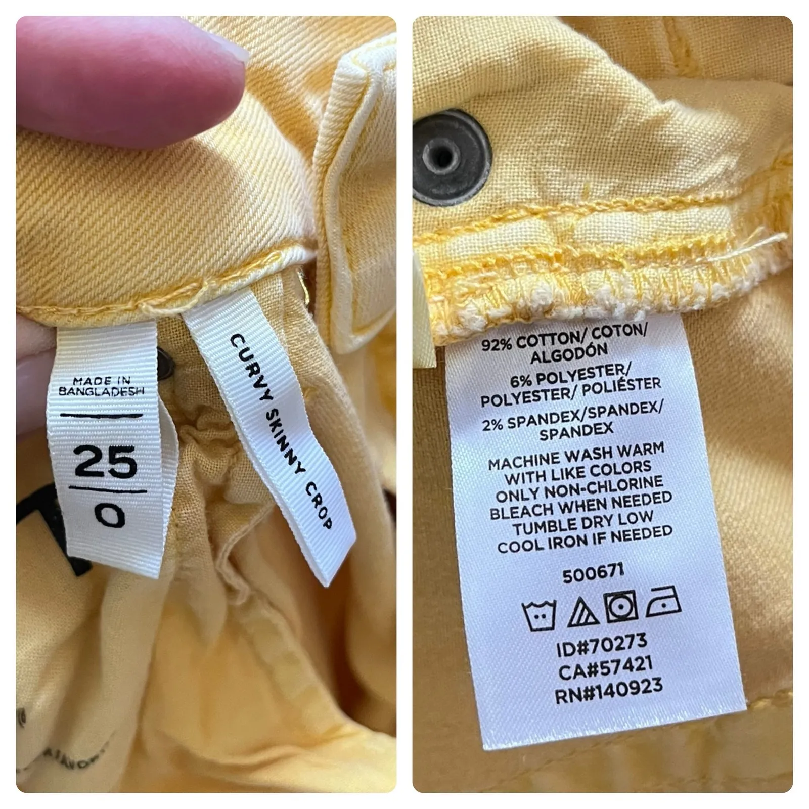 Loft Size 25 Yellow Weather Look Curvy Skinny Raw Hem Crop Jean 26 Inch Inseam - Image 11