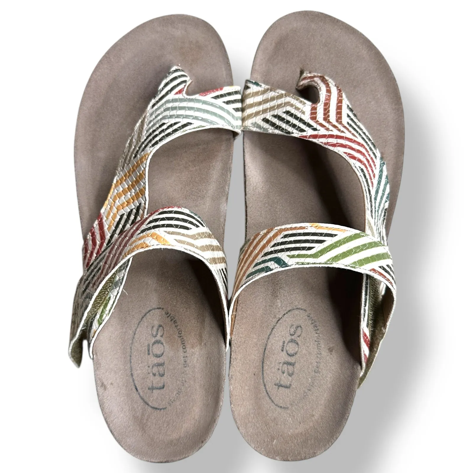 Taos Womens Lola Leather Cork Sandals Boho Summer Comfort 7.5 Vacation Resort White - Image 4