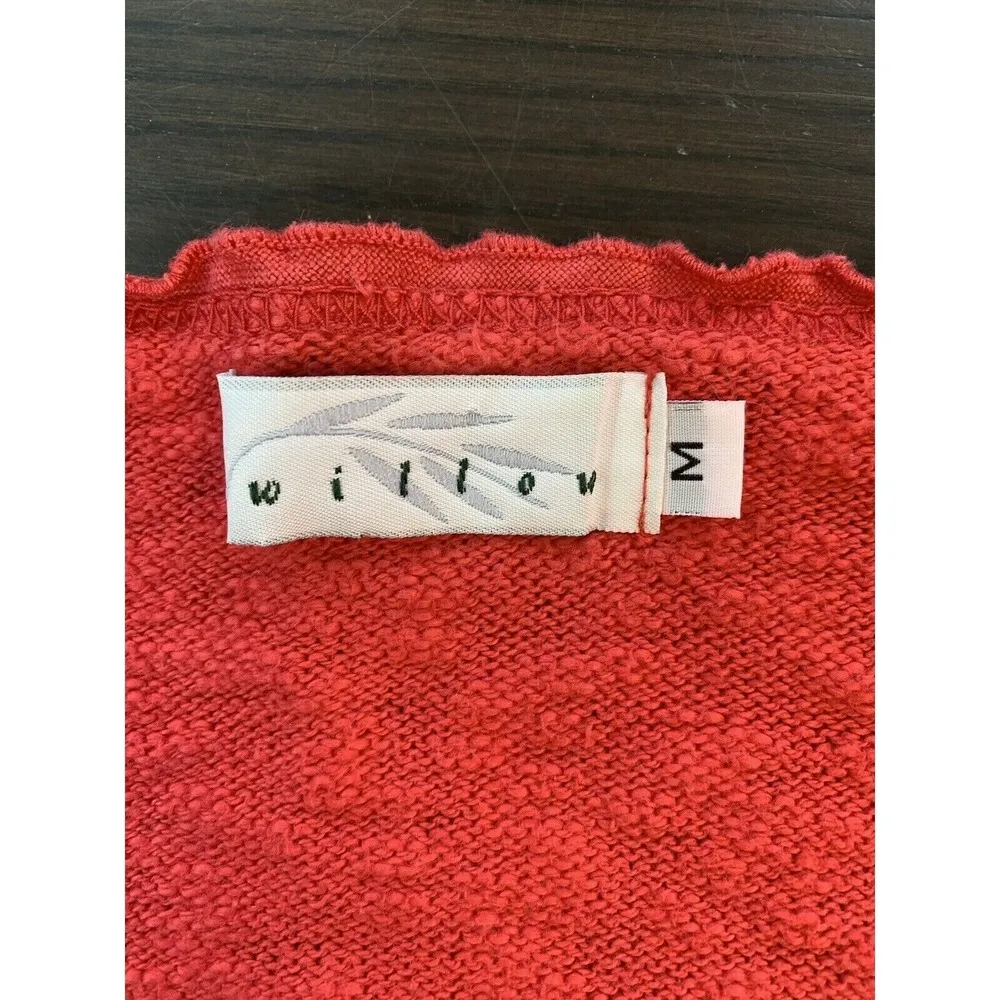 Willow Sweater Medium Pink Knit Cardigan Art to Wear Boutique Embellished Floral - Image 4