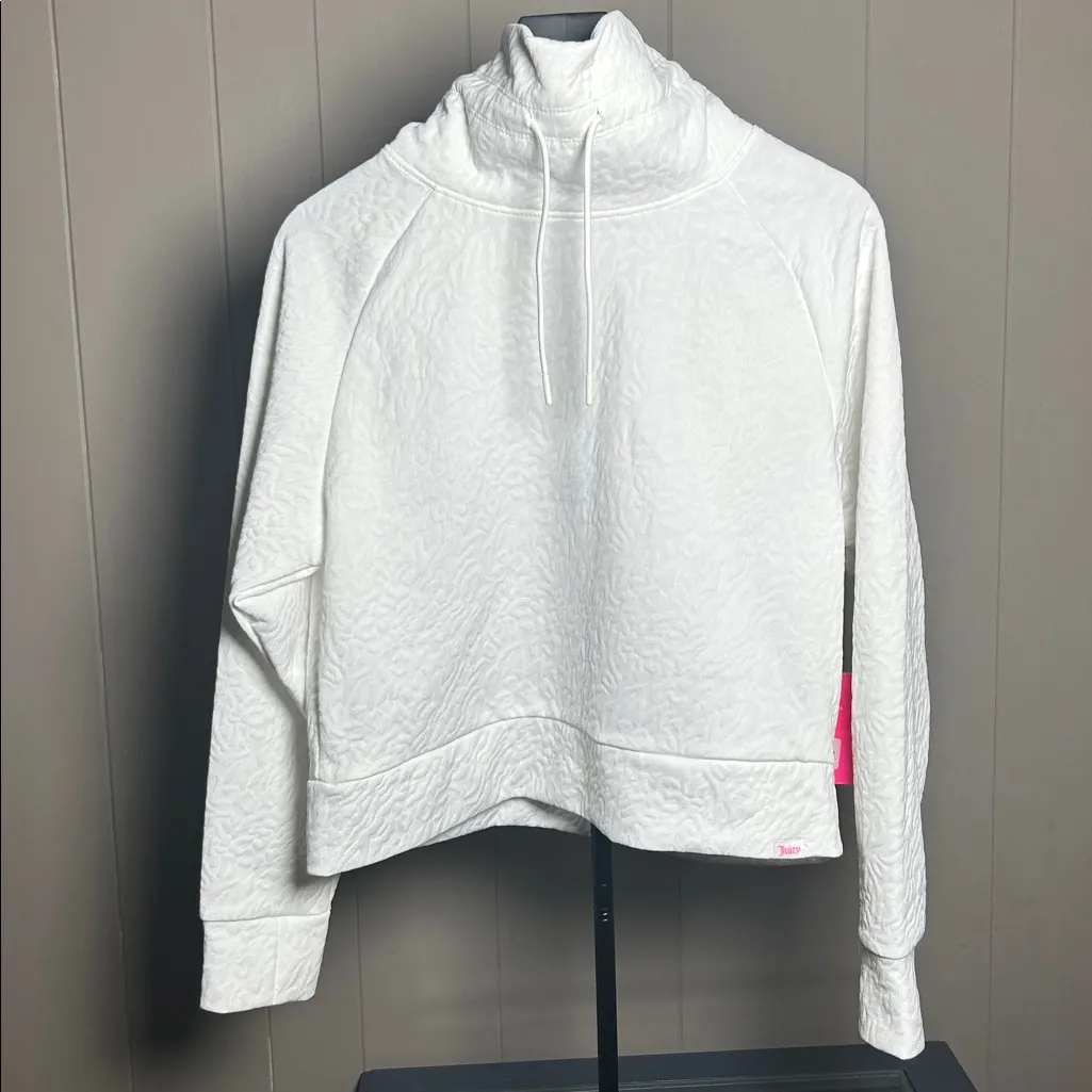 Juicy Couture Womens Jacquard Quilted Crop Pullover Women's Size M Cowl Neck - Image 6