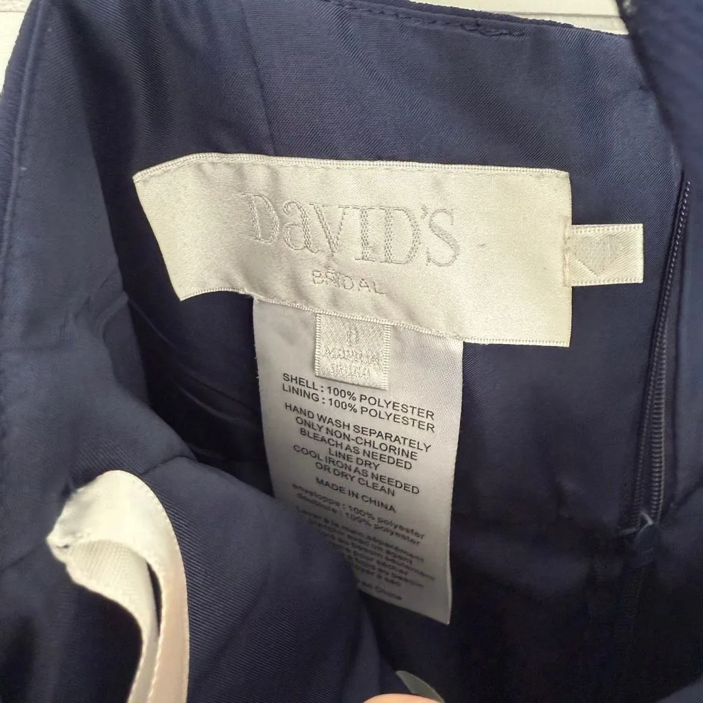 David’s Bridal Women’s 0 Navy Blue Bridesmaid Dress - Image 2