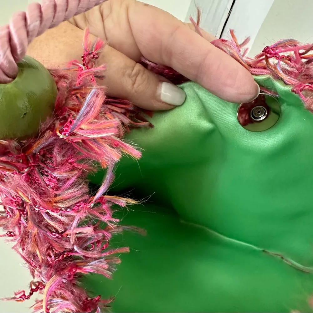 Custom made Pink Fabric Purse with Bead Accents - Image 9