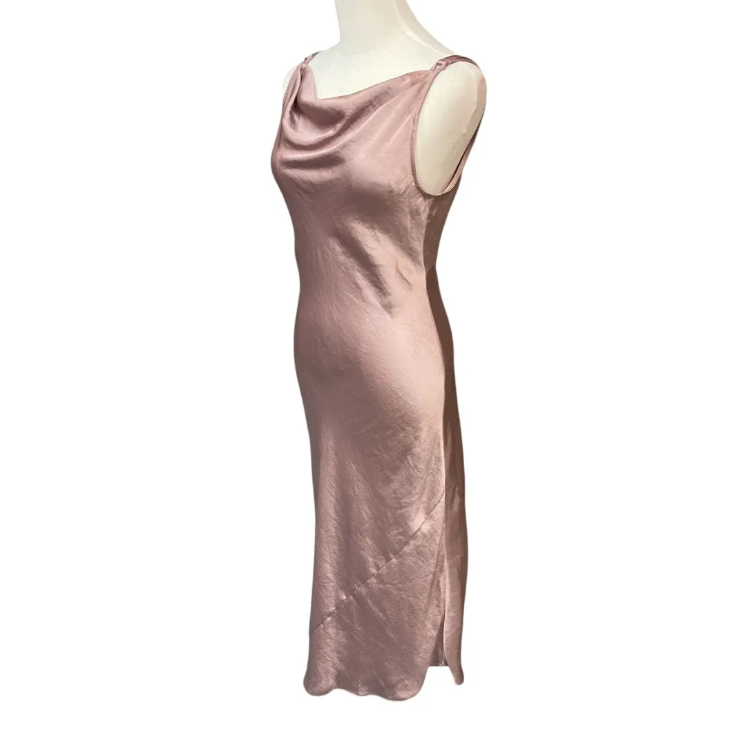 Aritzia Wilfred Womens Goddess Sleeveless Backless Satin Midi Slip Dress Sz 2XS - Image 5