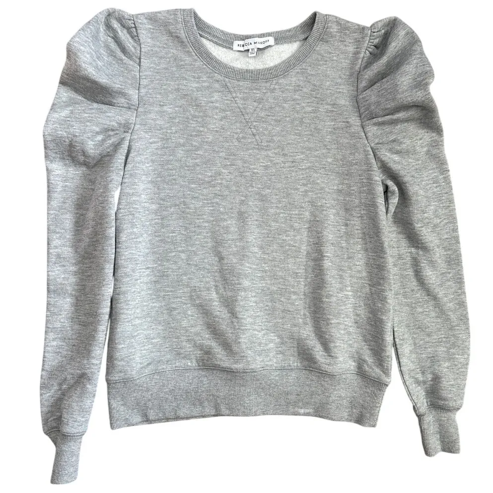 Rebecca Minkoff Janine Puffed Shoulder‎ Heather Gray Sweatershirt Size XS - Image 6
