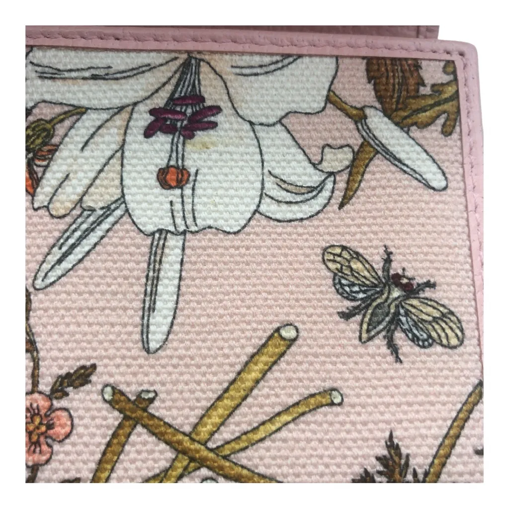 GUCCI Canvas Flora Compact Limited Edition Wallet in Pink comes with COA. - Image 8