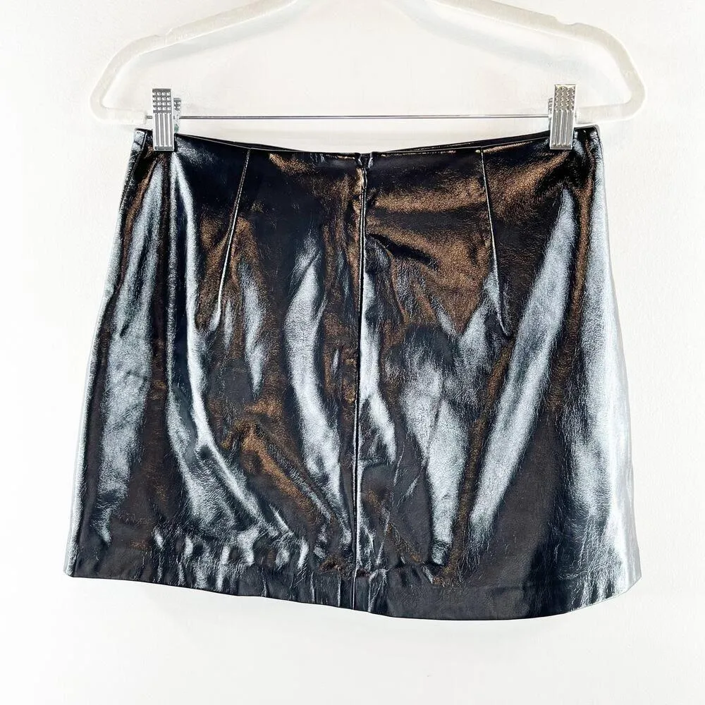 Amanda Uprichard High Shine Faux Leather Mid Rise Dale Mini Skort Black Medium - Image 6