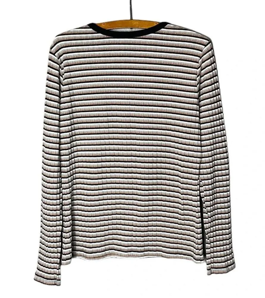 Zara Women’s Size XL Striped Stretch Long Sleeve Shirt - Image 7