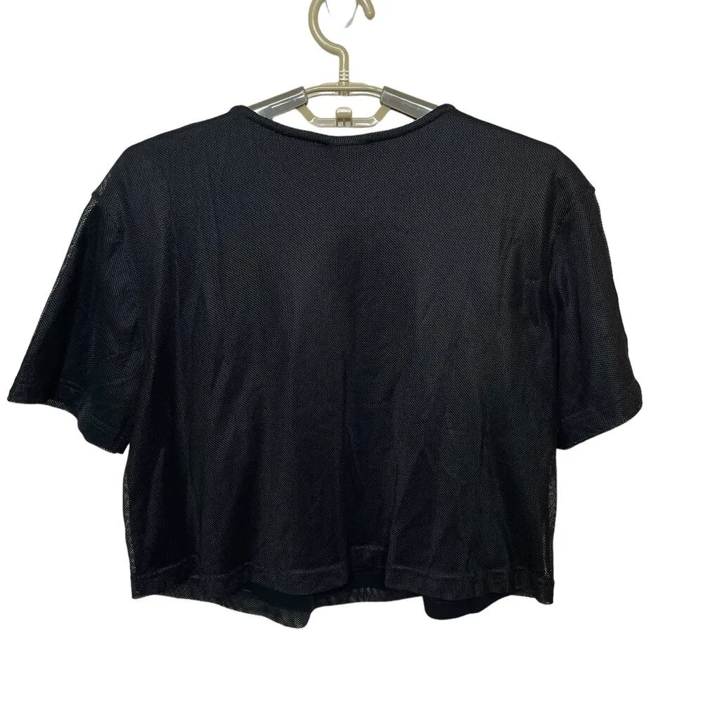 Nike Women’s Air Mesh Tee T-Shirt Black & White Crop Top Short Sleeve Size Small - Image 3