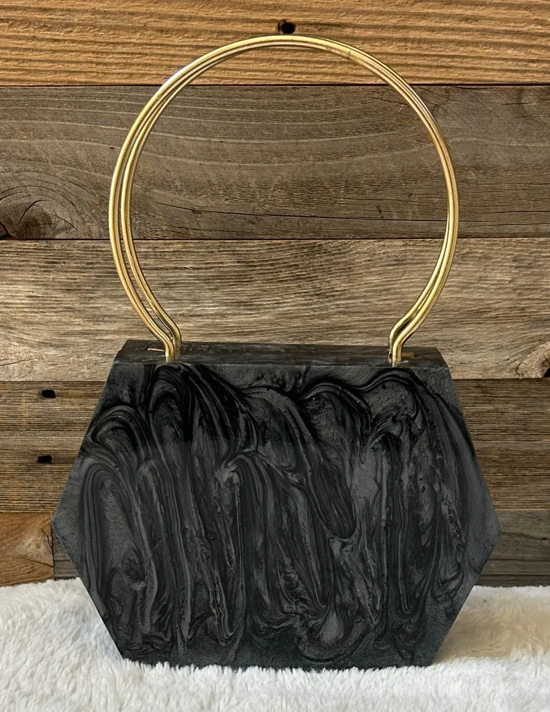 Ramla Black Acrylic Soho Clutch with Removable Chain Brand New! - Image 1