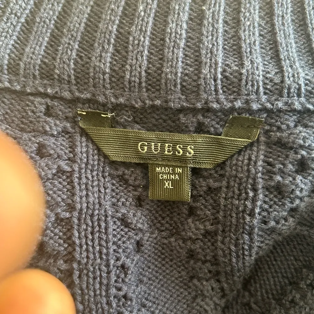 Guess Diane Foil Cable Mock Neck Sweater in Blue XL - Image 5