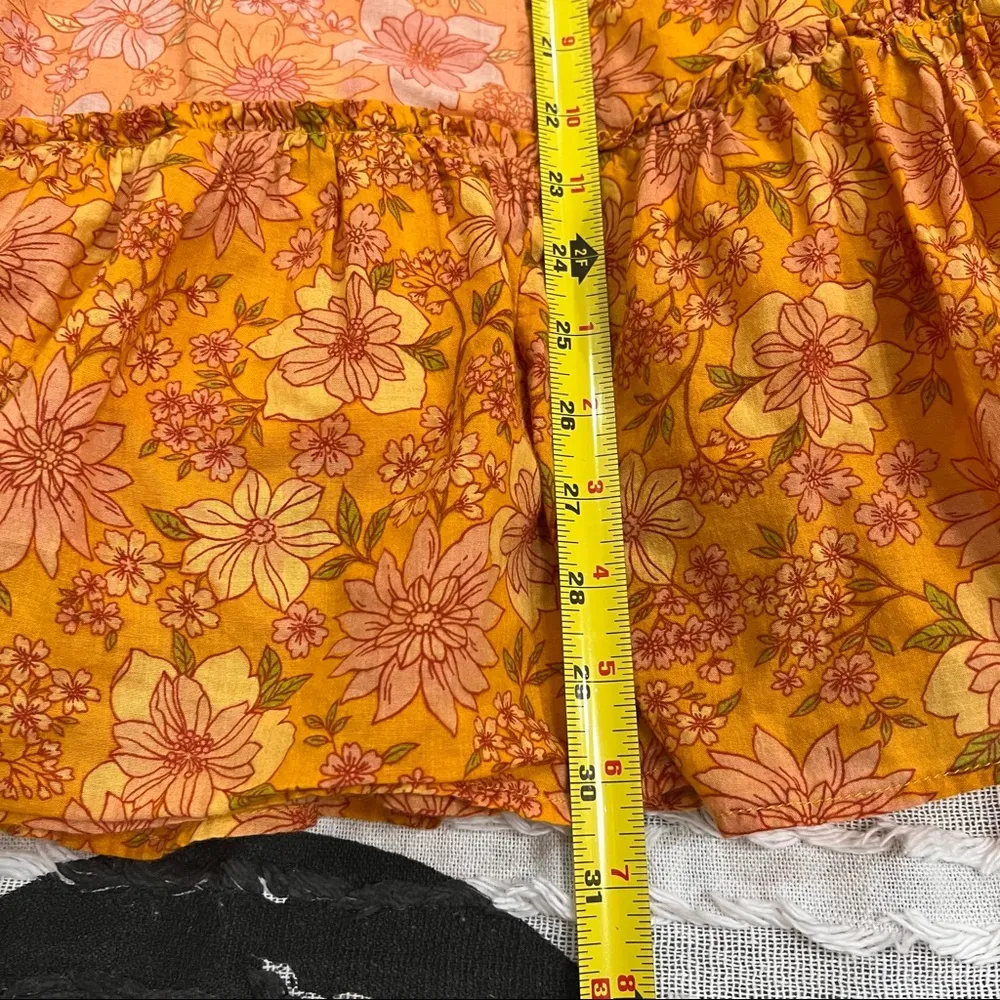 American Eagle Orange Floral Babydoll Mini Dress Sz XS Cottagecore Beach Light - Image 13