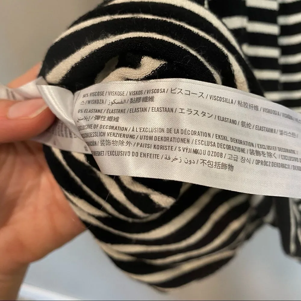 Abercrombie &‎ Fitch Black & White Striped Swing Dress Medium Loose Fit Casual - Image 6