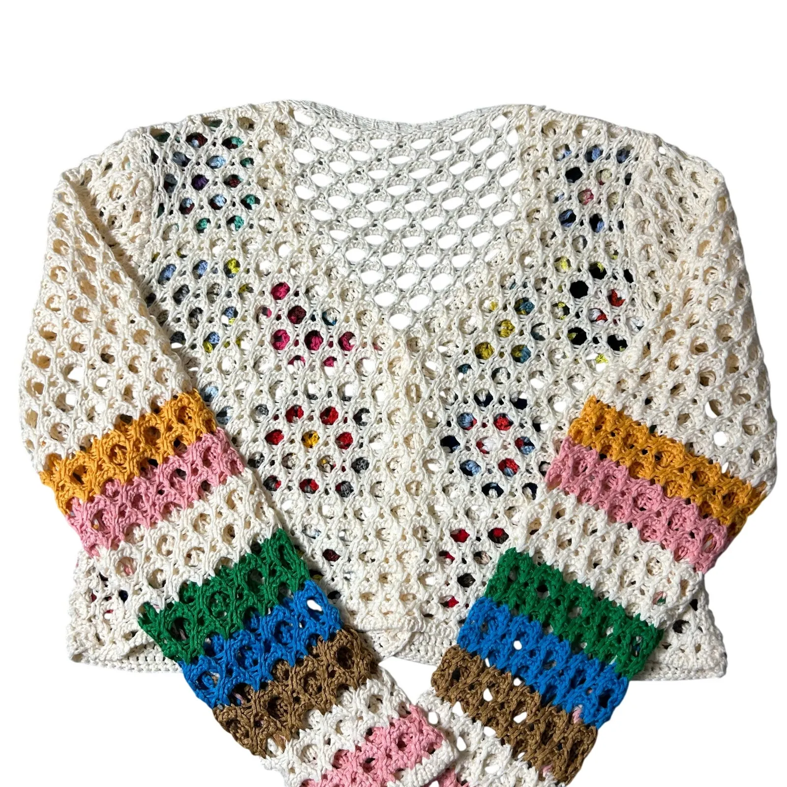 Shein‎ Crochet Cardigan Womens Multicolor S SunnyBelle Button Long Sleeve V Neck - Image 5