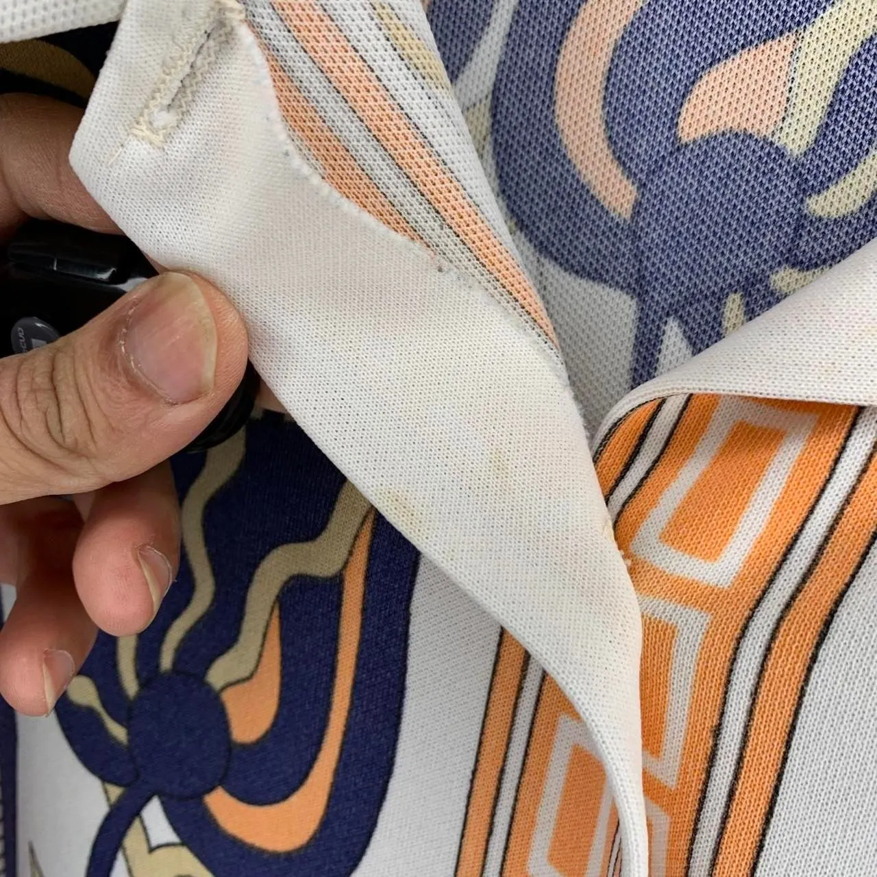 True Vtg 60s Paisley Funky Leaf Fancy Luxury Psychedelic Button Size 38 Medium White - Image 4