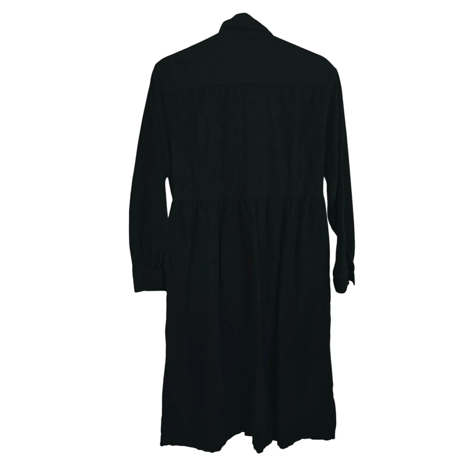 Vintage L.L. Bean Womens Dark Academia Corduroy Shirt Dress 12 Black Heritage - Image 6