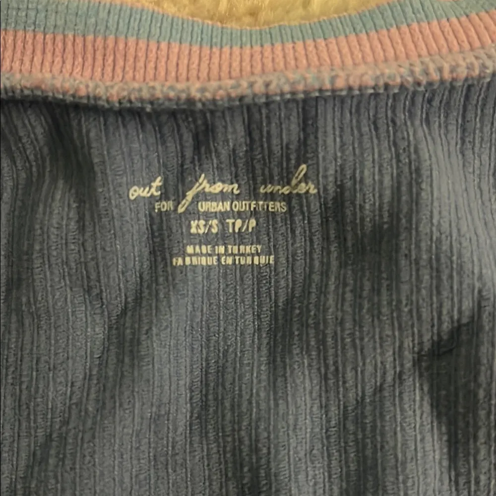 Urban Outfitters Blue Crop Muscle Tee with Cap Sleeves and Polo Collar - Image 2