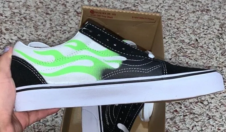 Vans FLAME OLD SKOOL BLACK/GREEN - Image 2