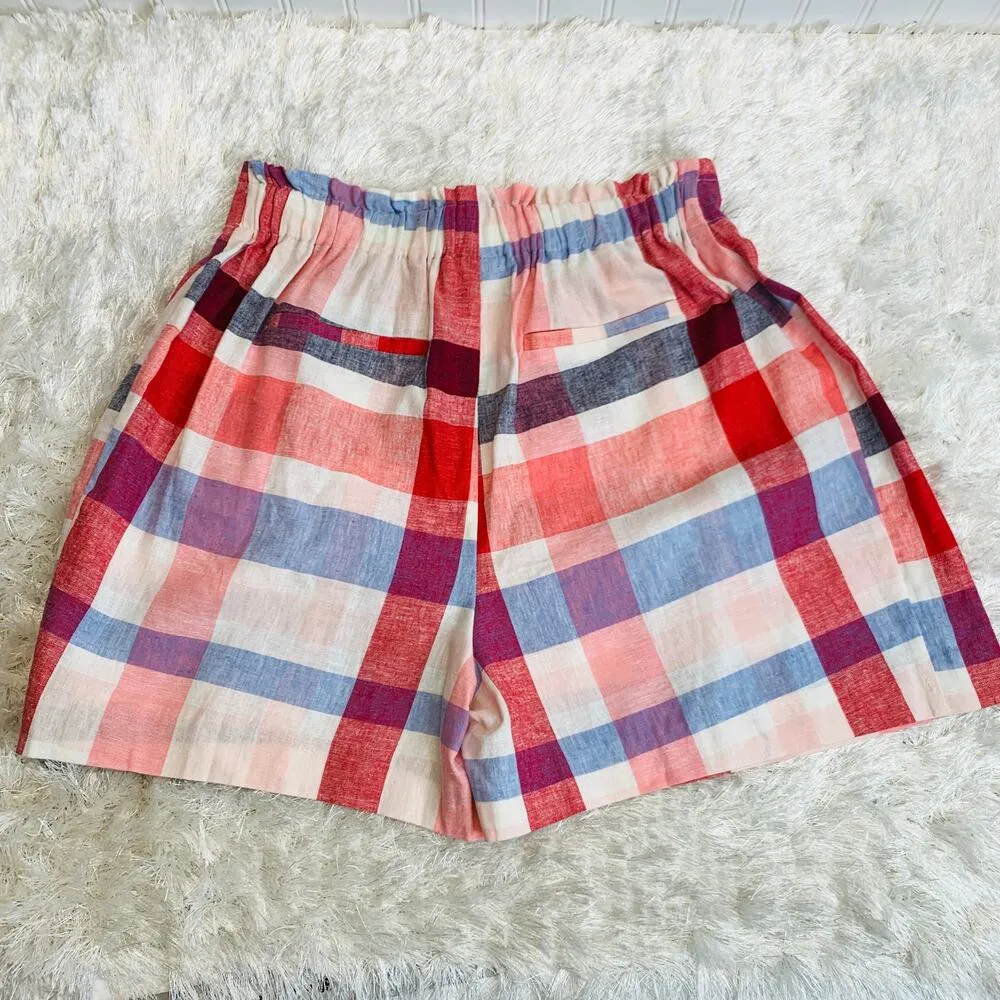 Maison Jules Red Blue White Cotton High Waist Shorts Small/ medium - Image 3