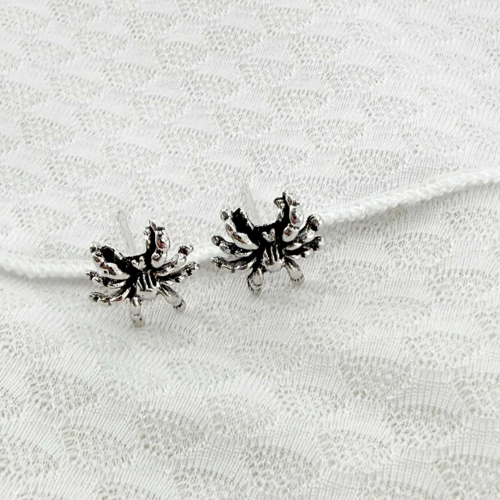 Silver Tarantula Spider Stud Earrings, Insect Jewelry - Image 4
