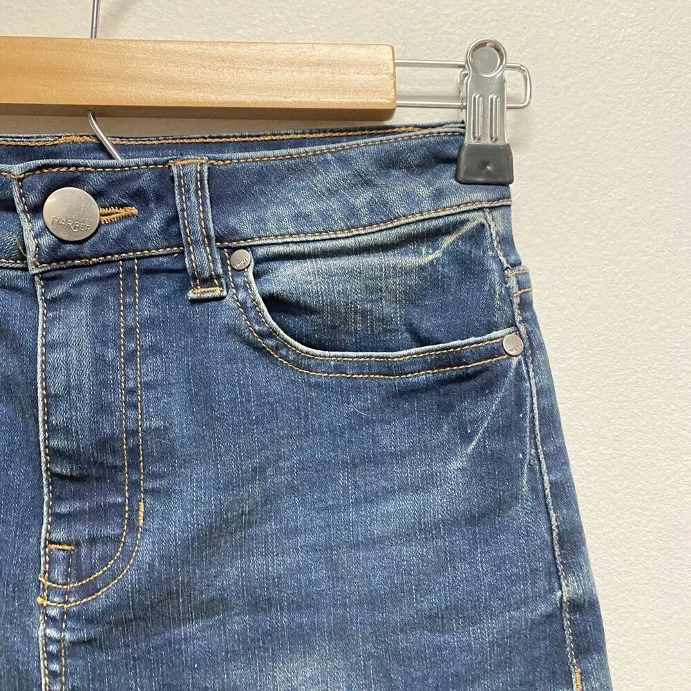 Harper Mini Skirt Y2K Women’s Small Distressed Denim Frayed Hem Jeans Blue - Image 4