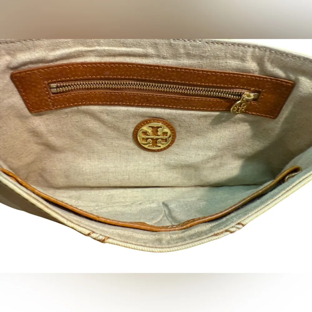 Rare Tory Burch cream studded gold detail Clutch   Envelope Style vintage bag - Image 10