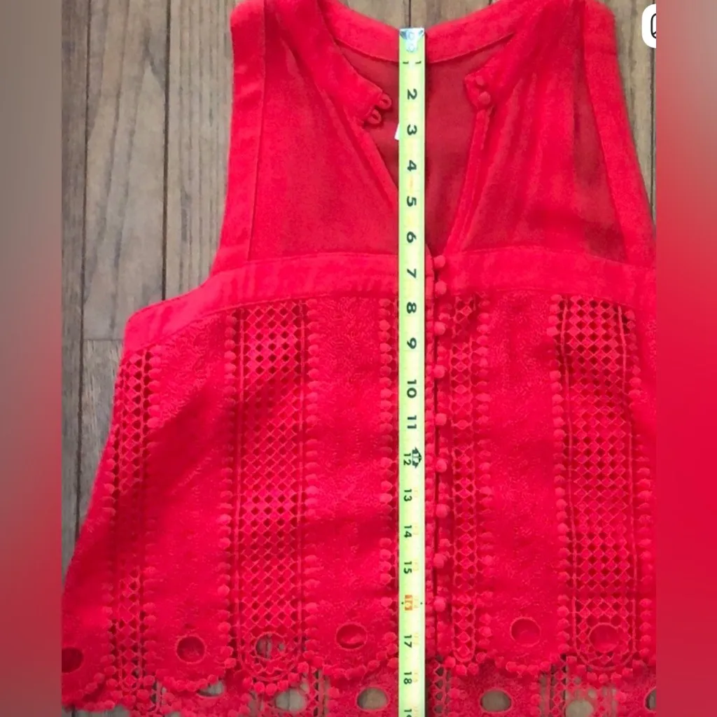 Free People Red Lace Tank Top Size M - Image 5