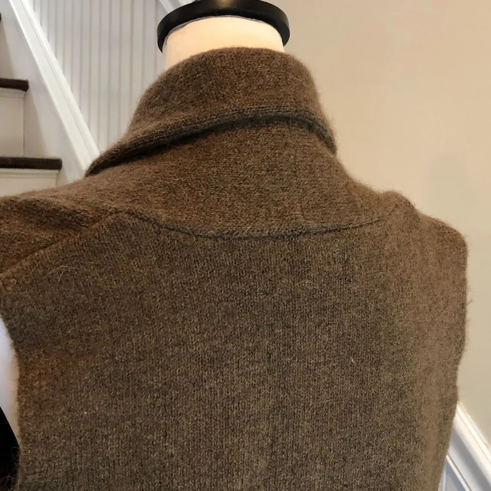 Color Block Long Thick Sleeveless Cardigan Sweater Vest Shawl Collar & Pockets - Image 7