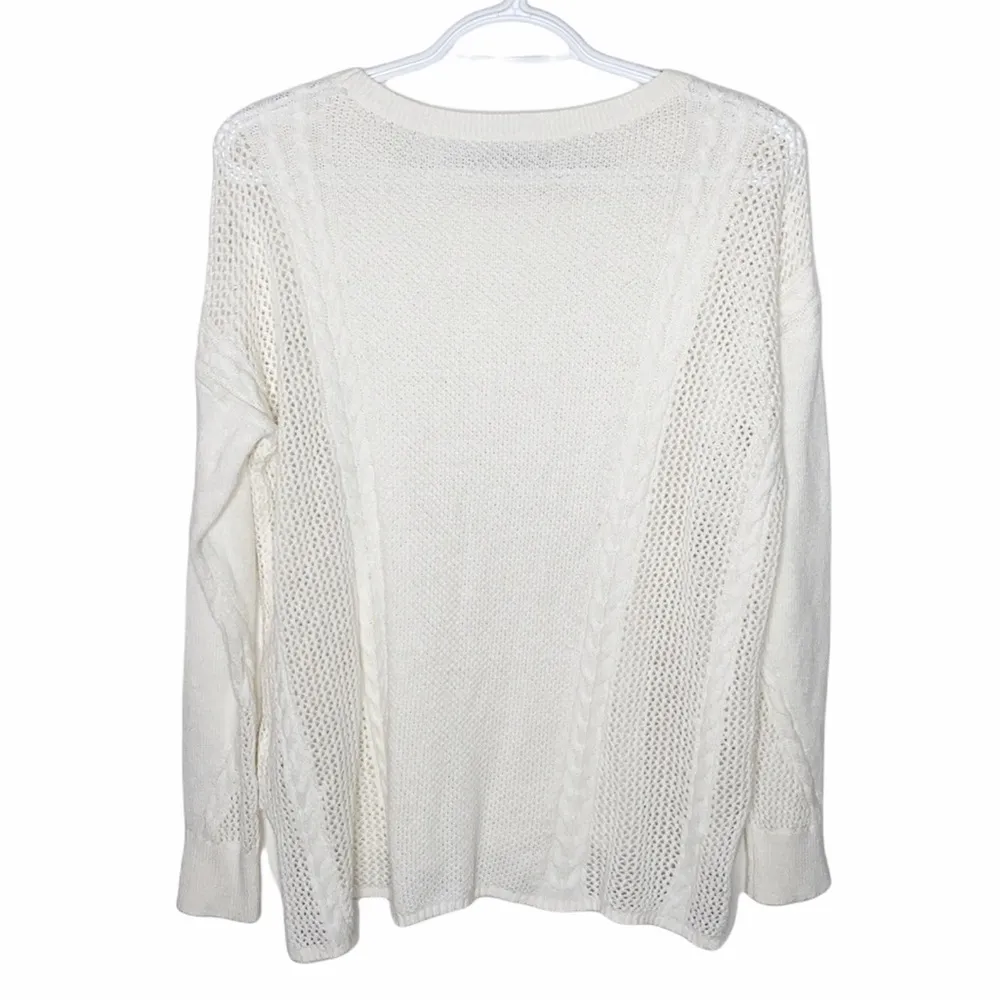 American Eagle Outfitters white cable knit sweater size S - Image 25