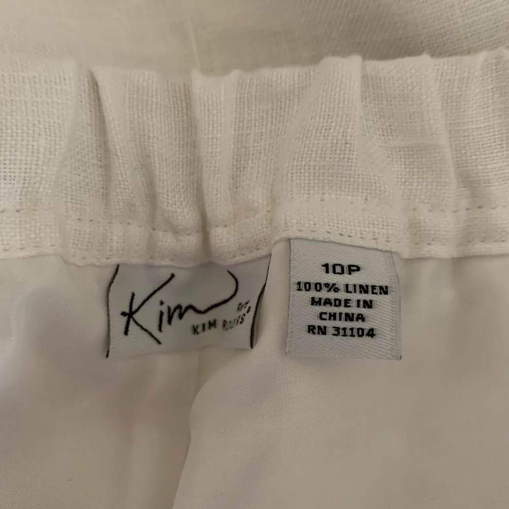 Kim Rogers Linen Drawstring Wide Leg Pants Size 10P White - Image 3