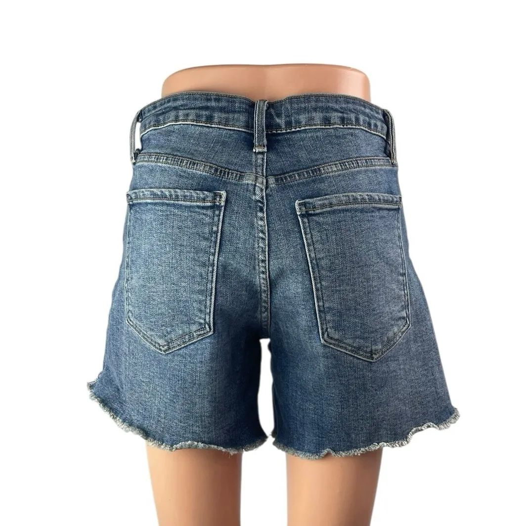 Just Black Denim JBD Blue High Waisted Frayed Raw Hem Cutoff Jeans Shorts Size M - Image 2