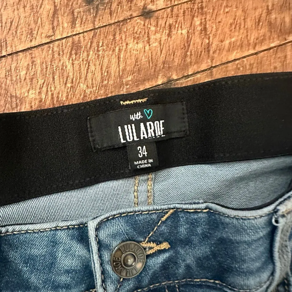 Lularoe distressed ankle skinny size 34 stretchy jeans - Image 3