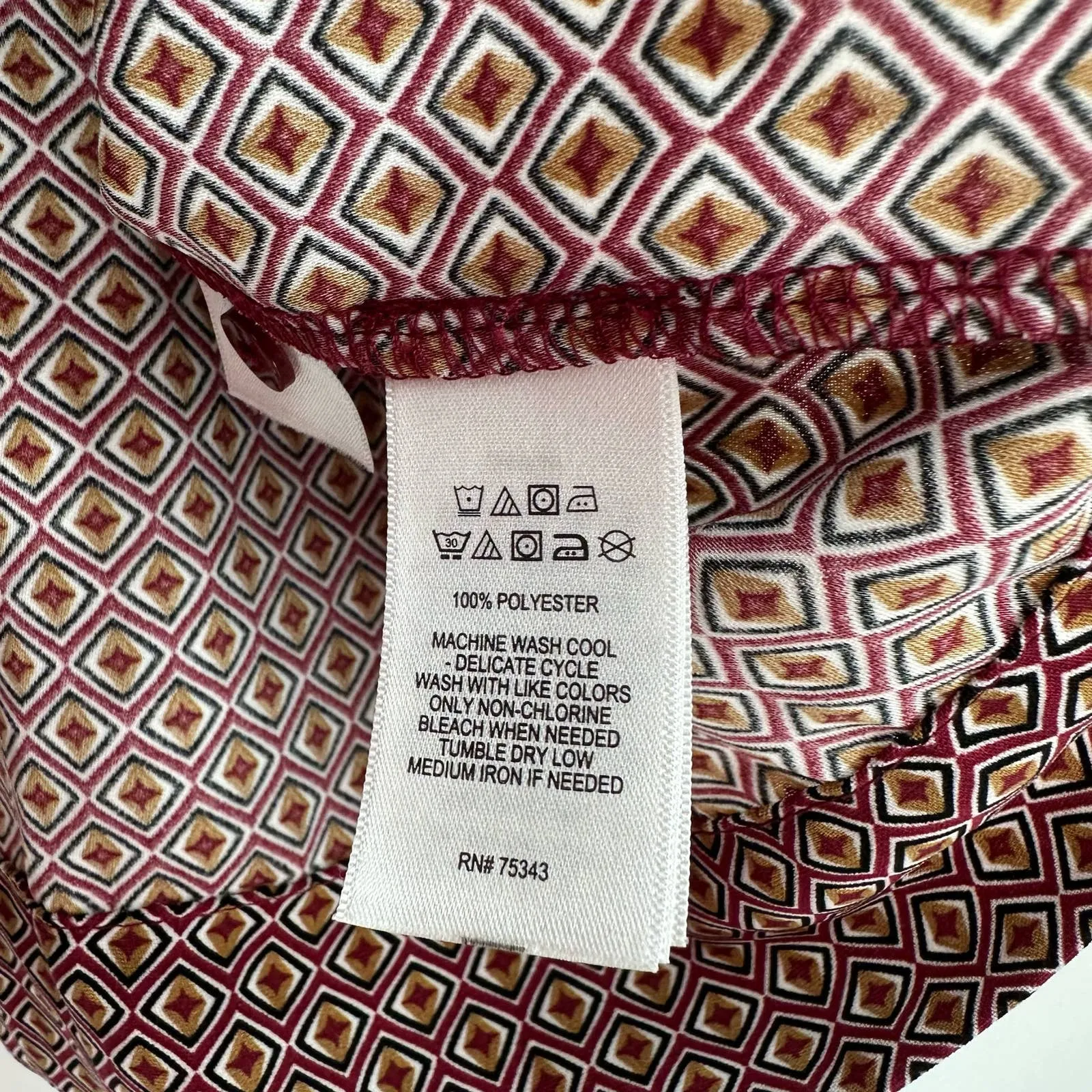 Rachel Zoe size medium long sleeve blouse top shirt geometric pattern bow‎ - Image 5