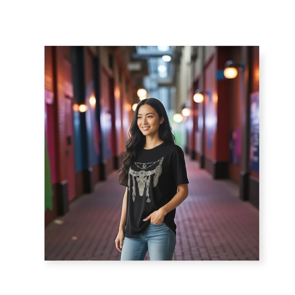 Rare: new Lauren Moshi ✌︎︎ Wanderlust Feather Steer Skull Tee Shirt ✌︎︎ Raw Hem - Image 15