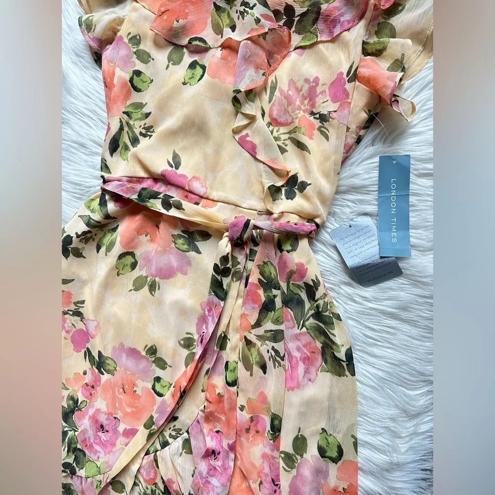 London Times floral ruffle faux-wrap dress - Image 5