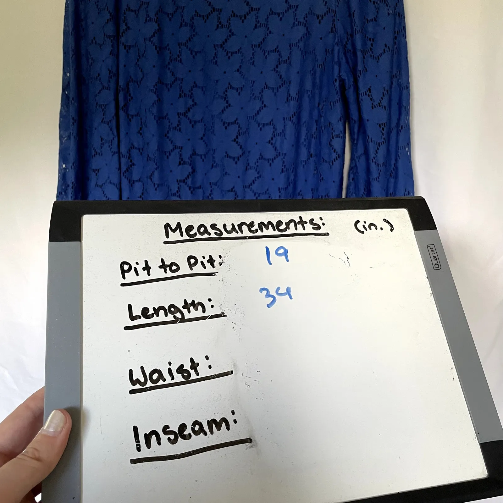 Laundry by Shelli Segal blue lace overlay floral long sleeved dress women's 6 - Image 8