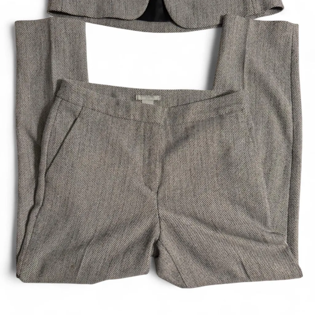 H&M Women's Beige Tweed Blazer & Pants Suit Set Size 2 Workwear Gray - Image 4
