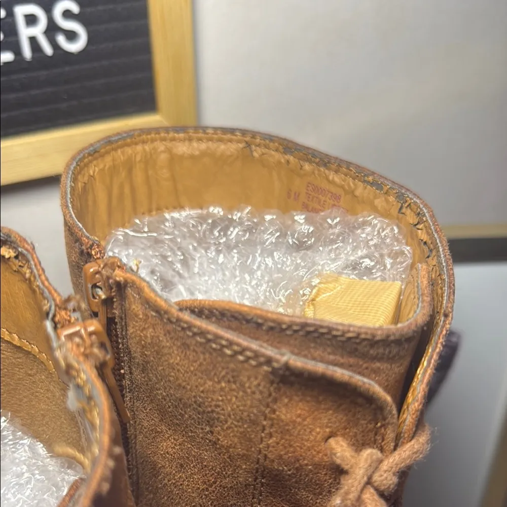 Brown faux leather tie up boots Size 6 - Image 4