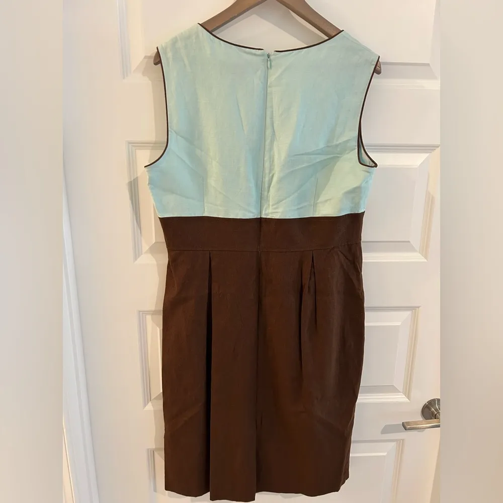 Willow Glenn Linen Dress Brown Blue Size 16 - Image 8
