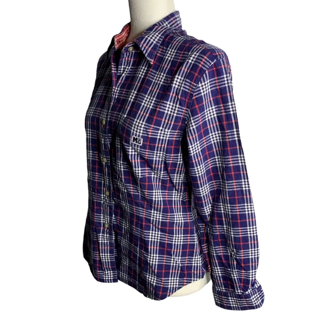 Vintage McGregor Button Up Shirt M Blue Plaid Long Sleeves Pocket Collared Size M - Image 3